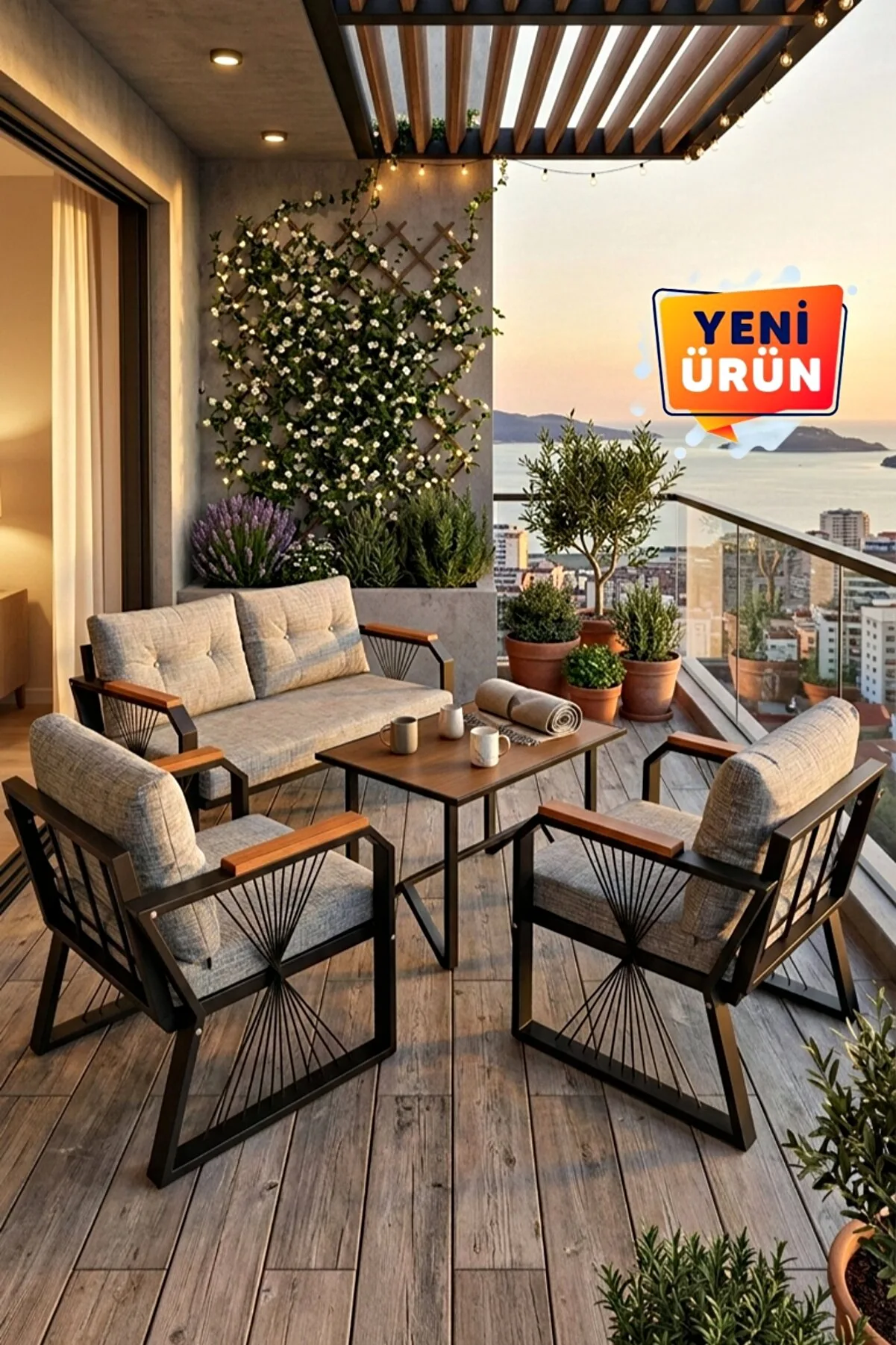Yelpaze Bahçe, Balkon Takımı 2+1+1, Masa Sandalye Takımı, Kanepe Koltuk Takımı 2