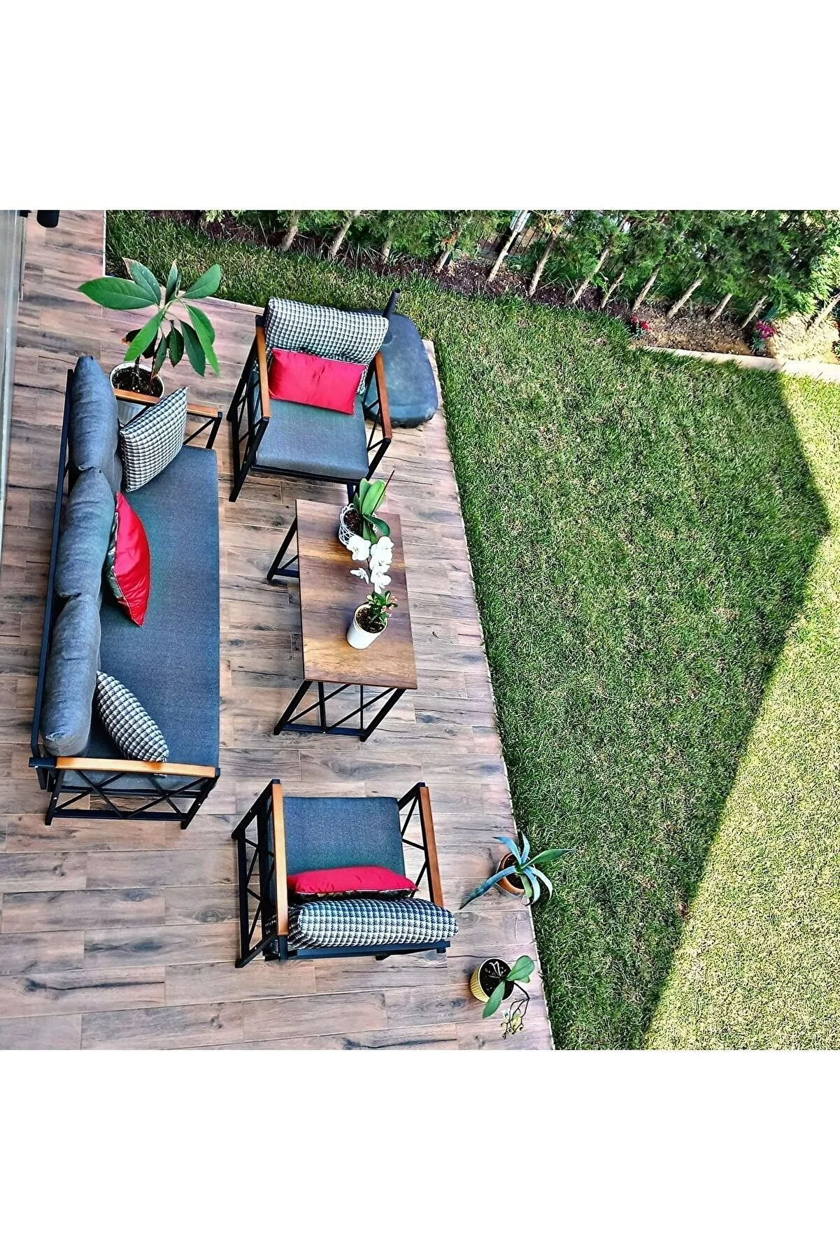 Balkon, Bahçe, Cafe, Ofis Ve Her Yerde Kullanabileceğiniz 3+1+1 Takım 3